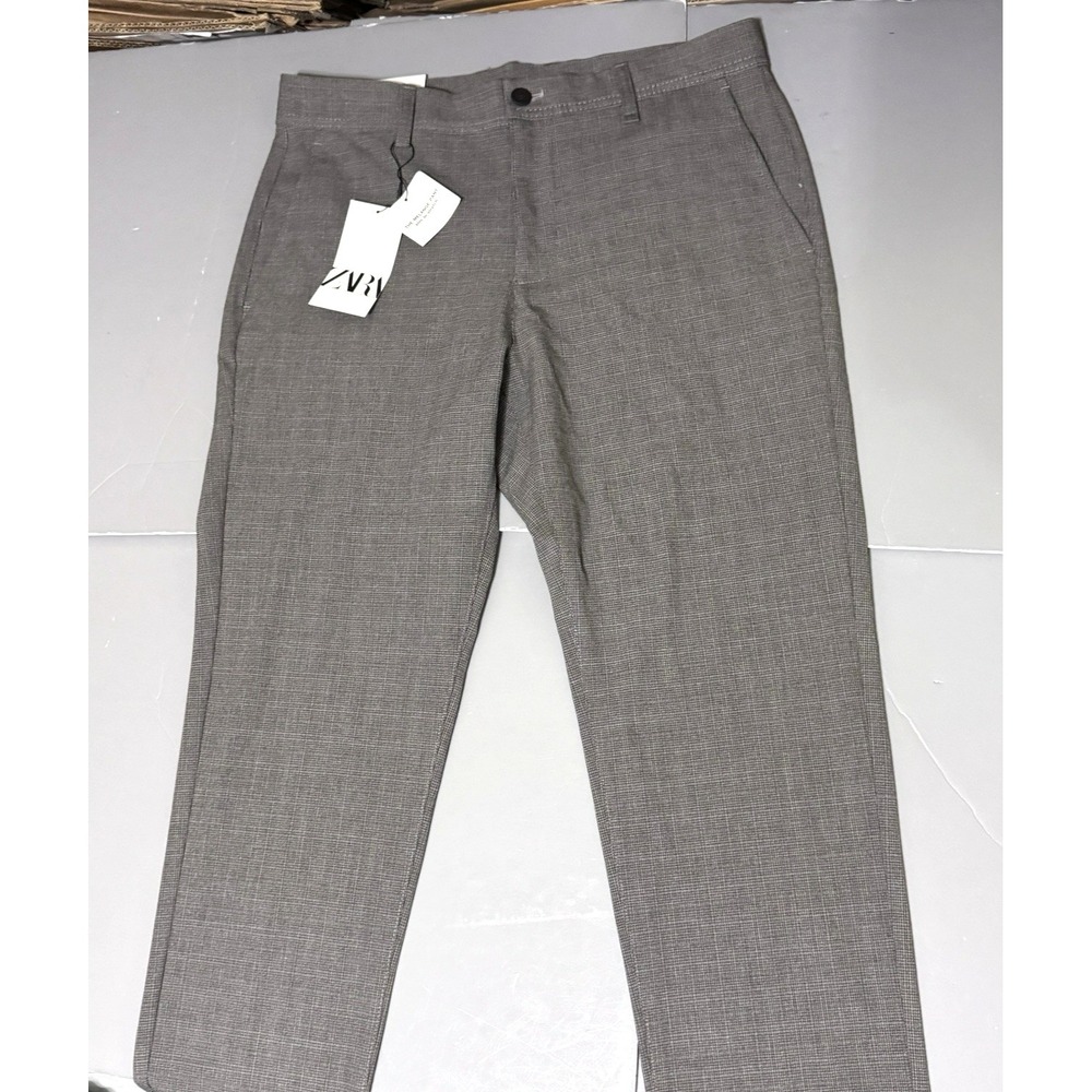 Zara Mens Dress Pants 32 (34x29) The Melange Slim Bi Stretch Plaid